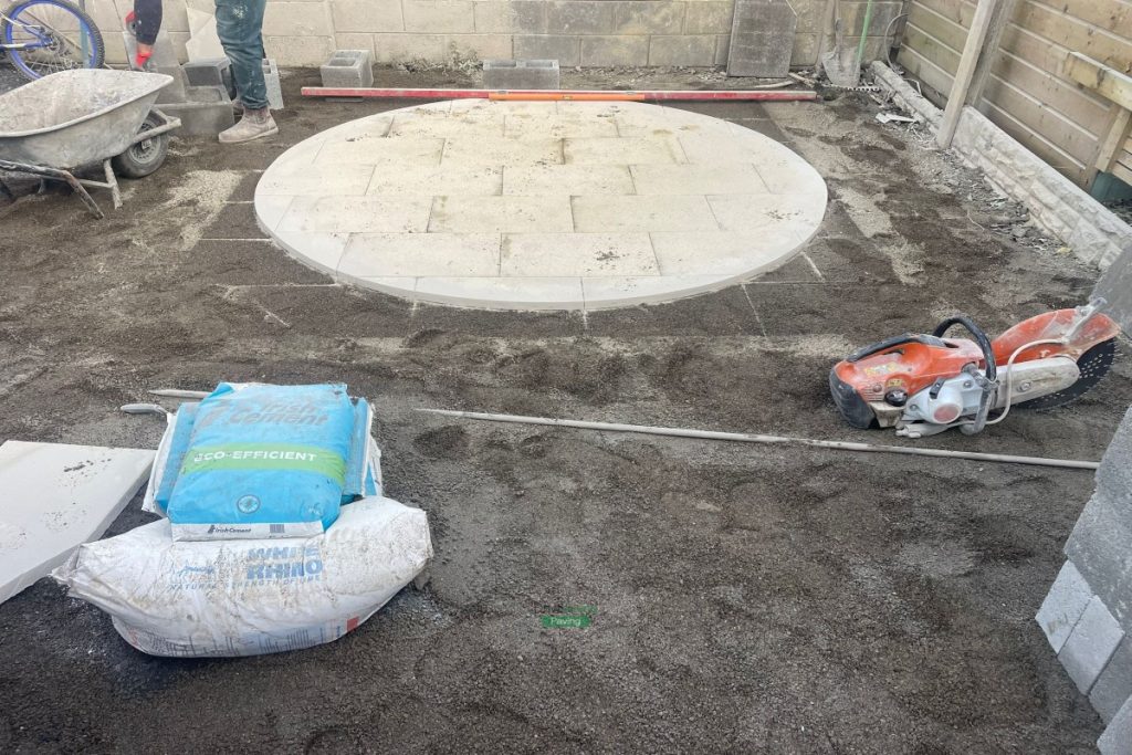 Round Granite Patio with Flowerbed Bench and Roll-On Turf in Blanchardstown, Dublin (4)