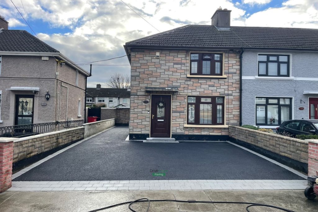 SMA Driveway with Silver Granite Apron, Border and Steps in Drimnagh, Dublin (3)