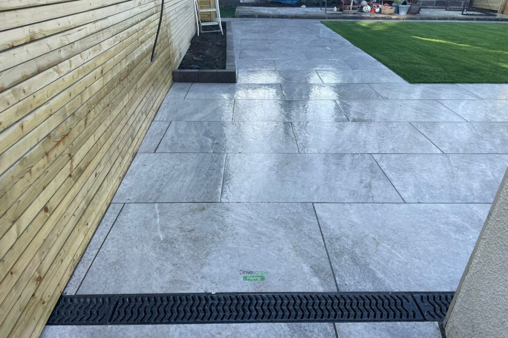 Porcelain Tiled Patio with Fencing, Concrete Shed Base and Artificial Grass in Templeogue, Dublin (11)