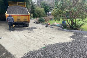 Gravelled Driveway with Mellifont Kerbing and Granite Pillars in Kilmacanogue, Co. Wicklow (2)