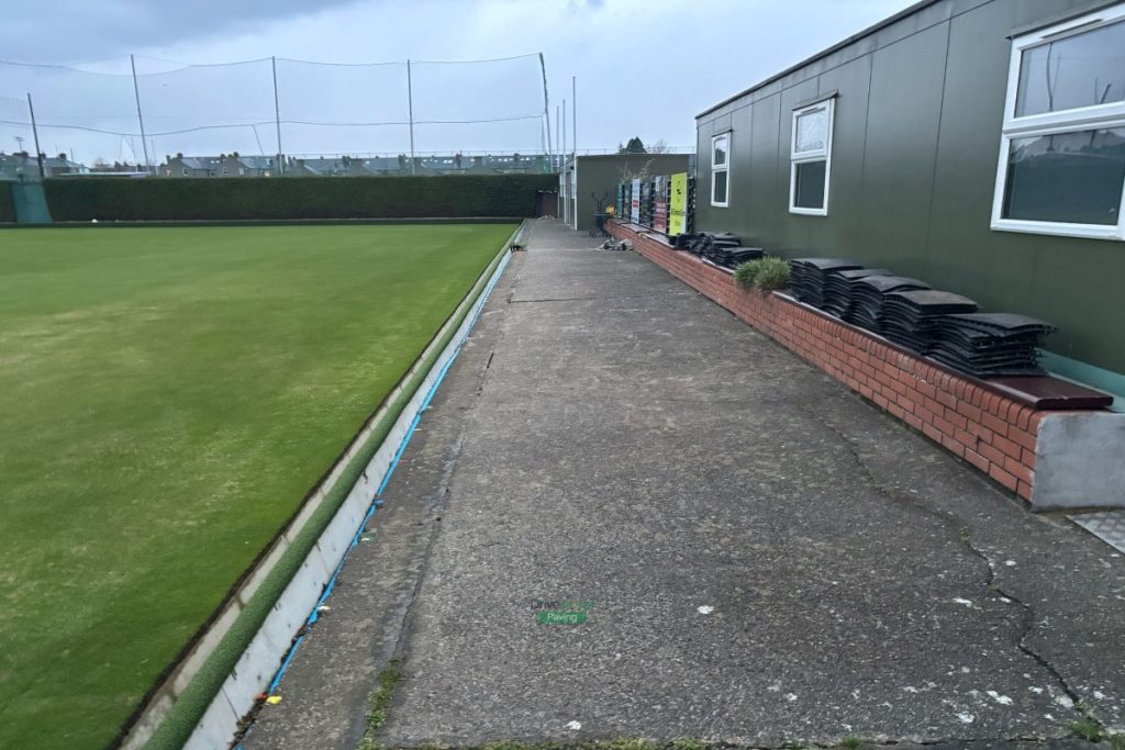 Pathways with Rustic Corrib Paving, Concrete Ramp and Water Sprinklers for CYM Bowling Club, Dublin (1)