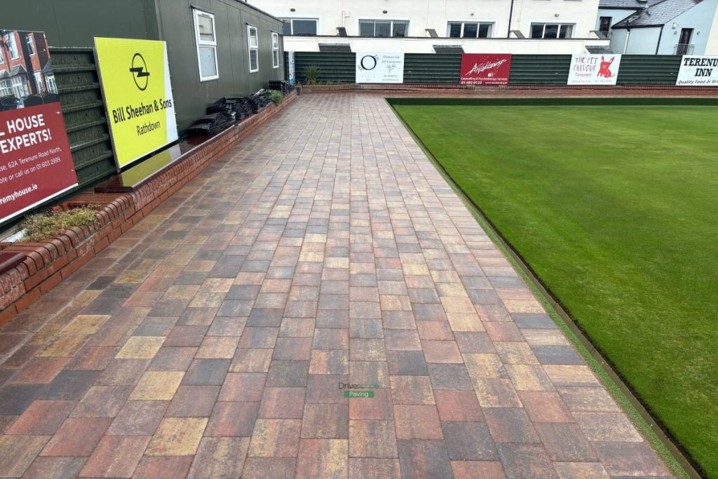 Pathways with Rustic Corrib Paving, Concrete Ramp and Water Sprinklers for CYM Bowling Club, Dublin (8)