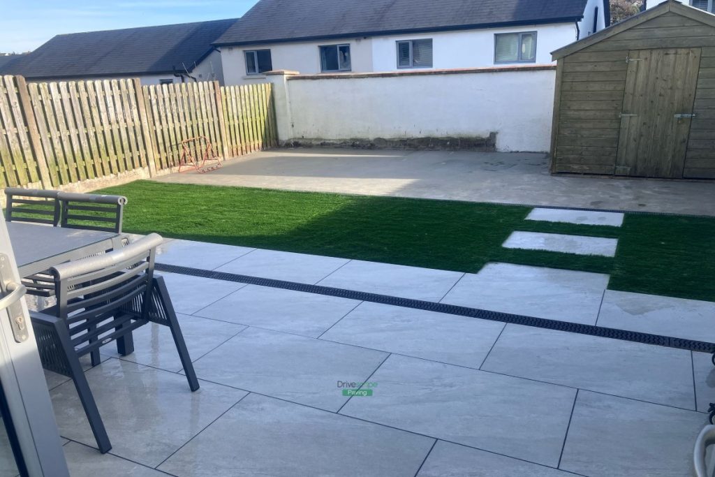 Porcelain Patio with Artificial Grass and ACO Channel Drainage in Wicklow Town (7)