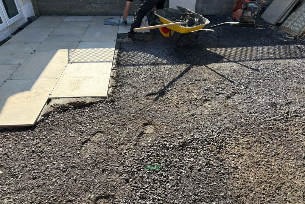 Porcelain Tiled Patio with Limestone Walling in Malahide, Co. Dublin (1)