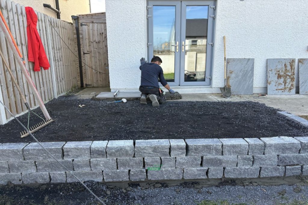 Porcelain Tiled Patio with Connemara Walling in Wicklow (4)