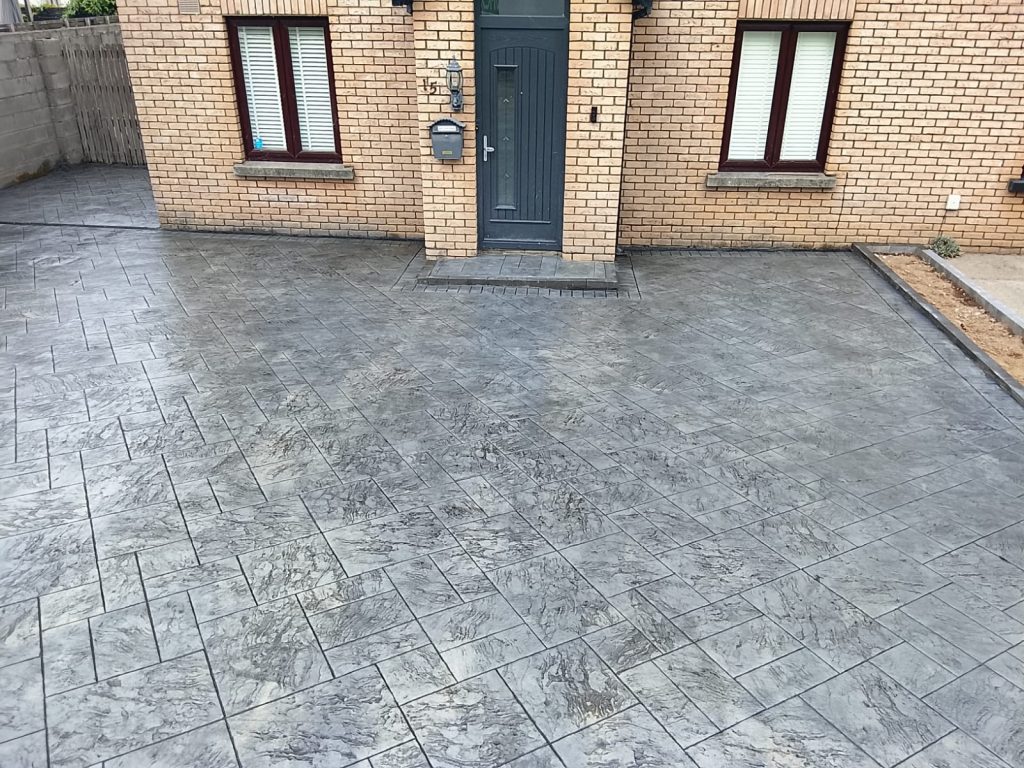 Platinum Grey Ashley Slate Imprint Concrete Driveway in Kilcullen, Co. Kildare (11)