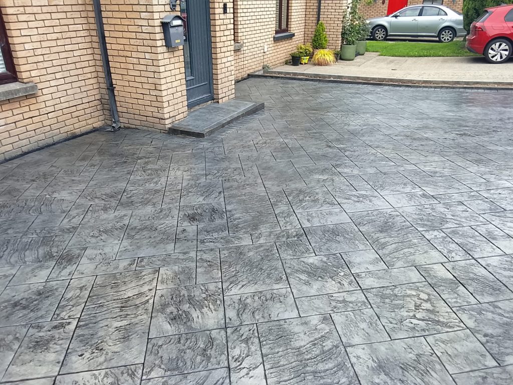 Platinum Grey Ashley Slate Imprint Concrete Driveway in Kilcullen, Co. Kildare (13)