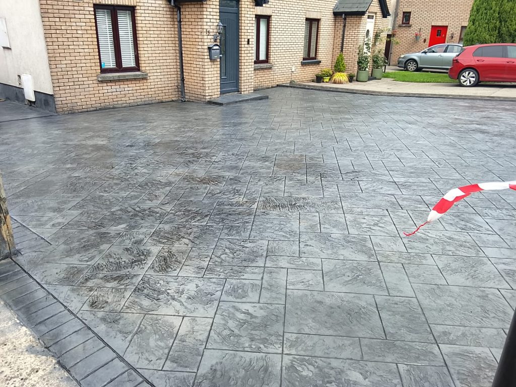 Platinum Grey Ashley Slate Imprint Concrete Driveway in Kilcullen, Co. Kildare (7)