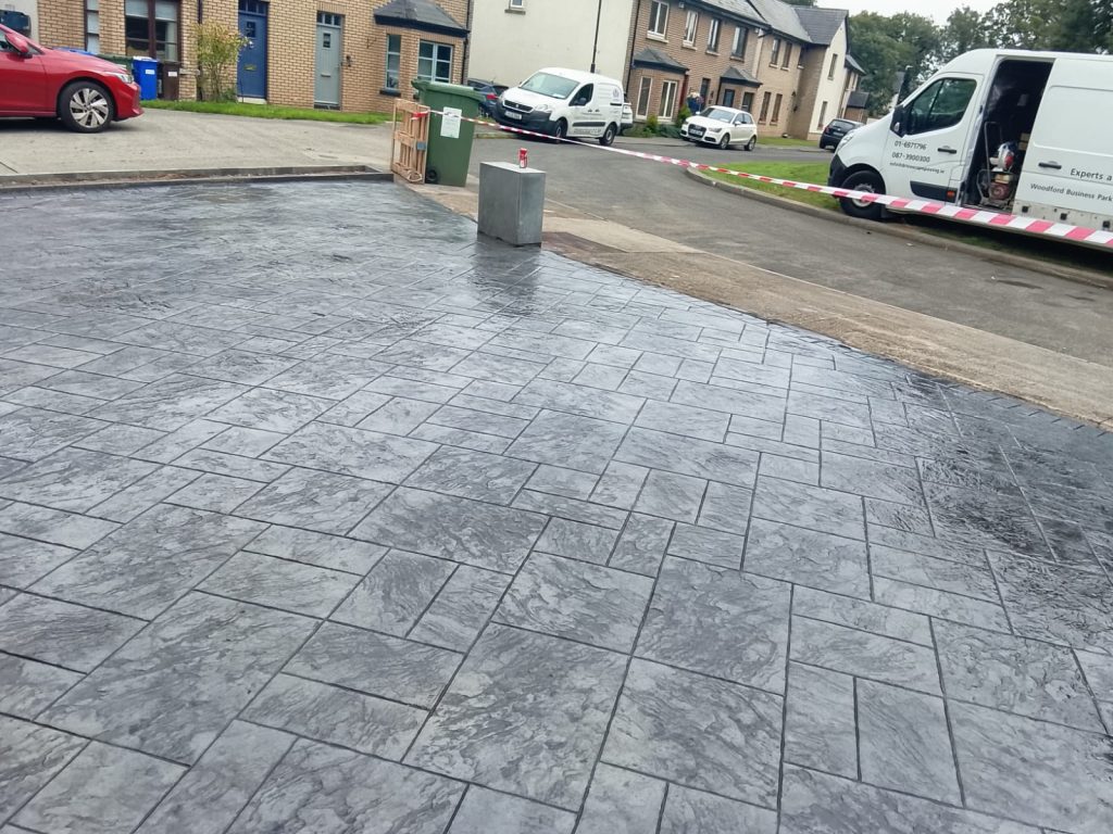 Platinum Grey Ashley Slate Imprint Concrete Driveway in Kilcullen, Co. Kildare (8)