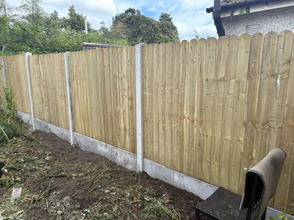 Cottage Panel Fencing with Concrete Posts and Base Installed
